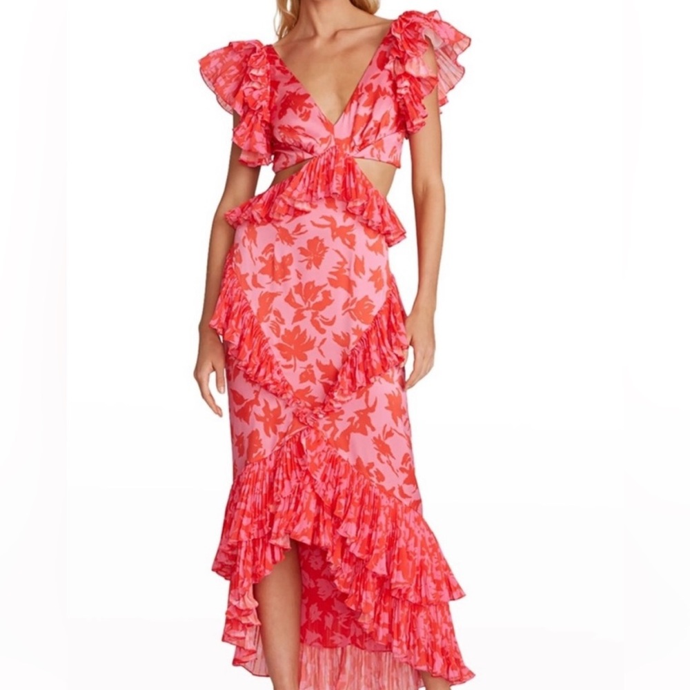 Amur Gen Floral Silk Cutout Midi Dress

Floral Ruffle Midi Dress in Pink and Red